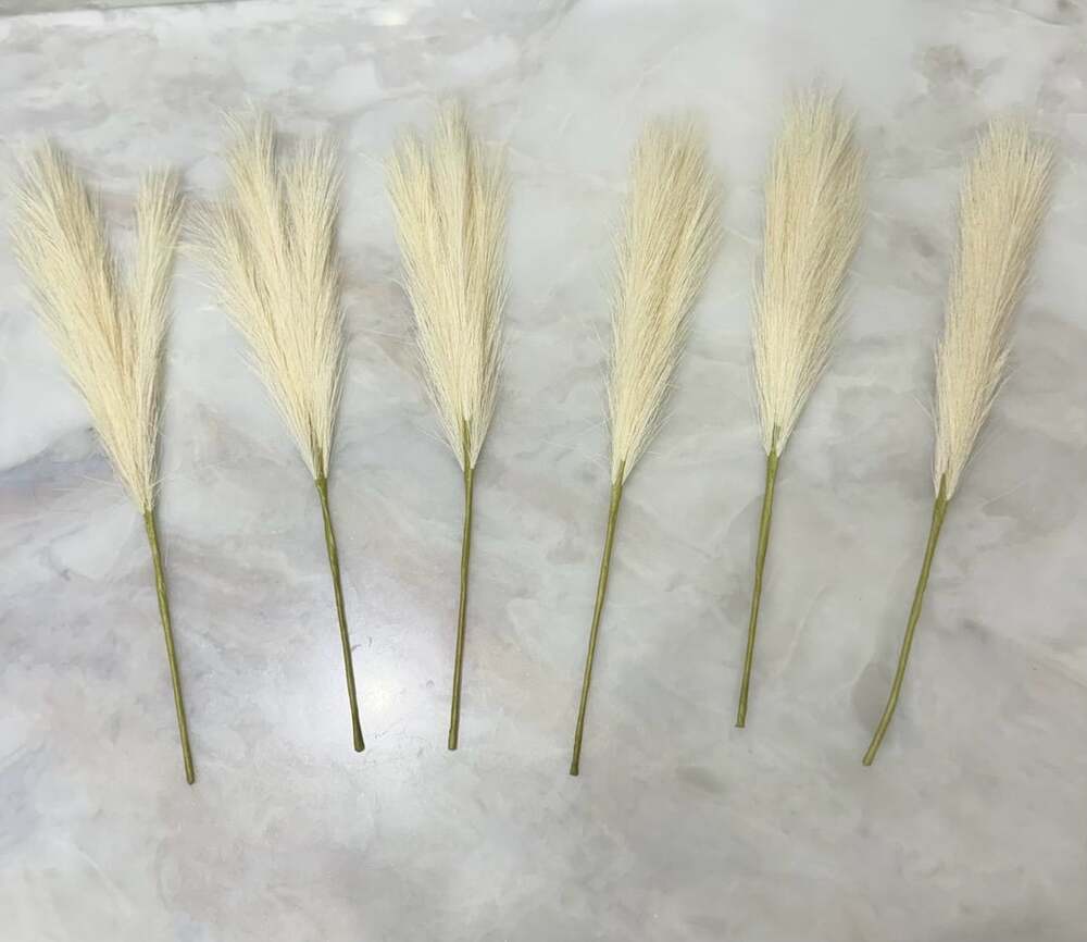 Artificial Pampas Grass Stems Size 16 Inch Cream White Faux Dried Floral